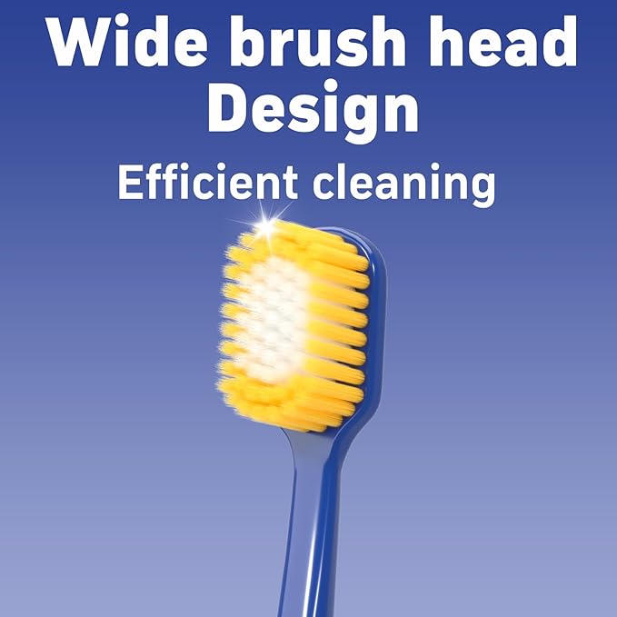 Adult Wide Head Soft Hair Toothbrush, Manual Toothbrush, Excellent Cleaning Effect for Large Head, Ultra Soft Brush Double Bristle Cleaning Effect is Better 4count（Pack of 1）