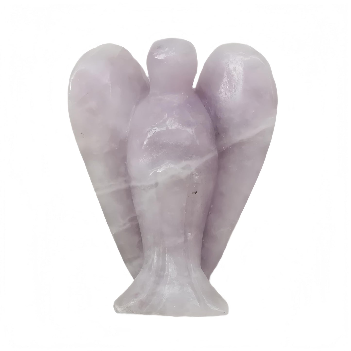 Afucats Natural Purple Lepidolite Healing Guardian Angel Indoor Decorative Stone,1.5 Inches Carving Pocket Palm Statue,Gift for Her Christmas Décor