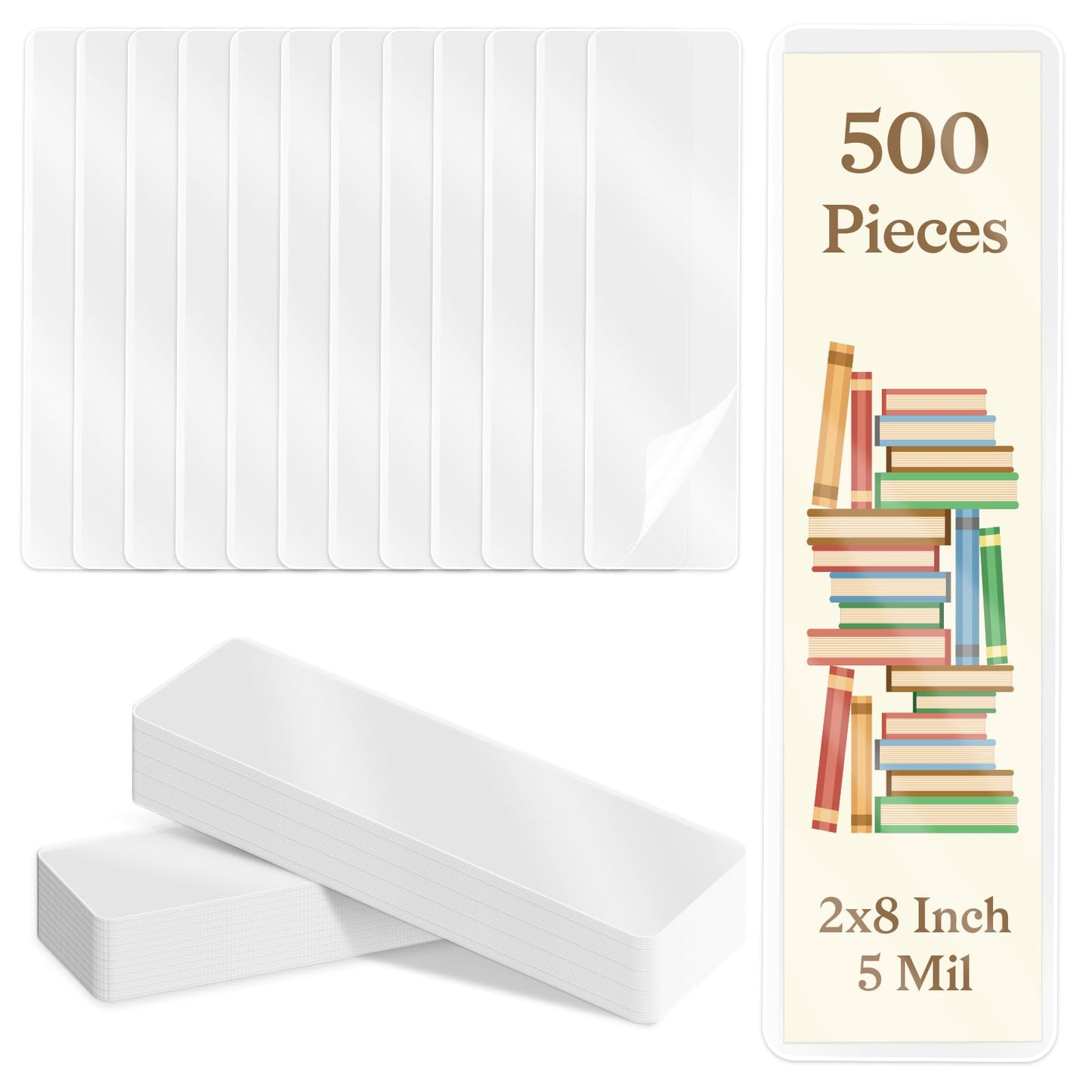 500 Pcs Bookmark Laminating Pouches 2x8inch 5 Mil Hot Laminator Sleeves DIY Bookmark Making Kit for Book Lovers(Without Laminating Machines)