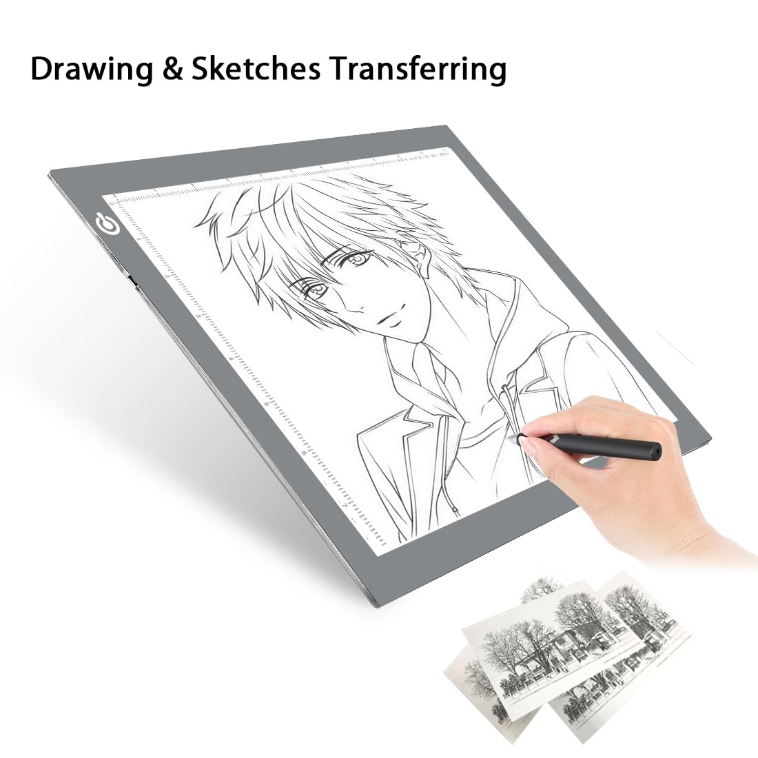 LitEnergy Portable A4 LED Copy Board Light Tracing Box, Silver Ultra-Thin Adjustable USB Power Artcraft LED Trace Light Pad for Tattoo Drawing, Streaming, Sketching, Animation, Stenciling
