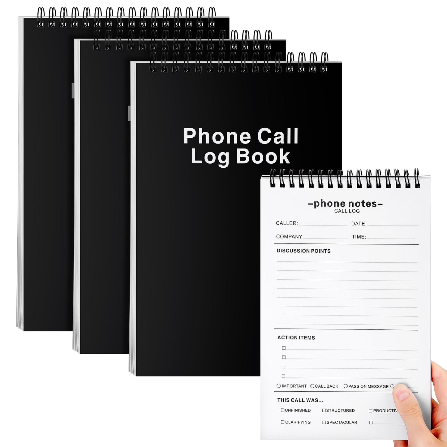 Faccito 3 Pcs Call Log Notepad for Work Phone Log Book for Office with Notes Phone Message Book with Action Items-phone Call to Do List for Work 80 Sheets