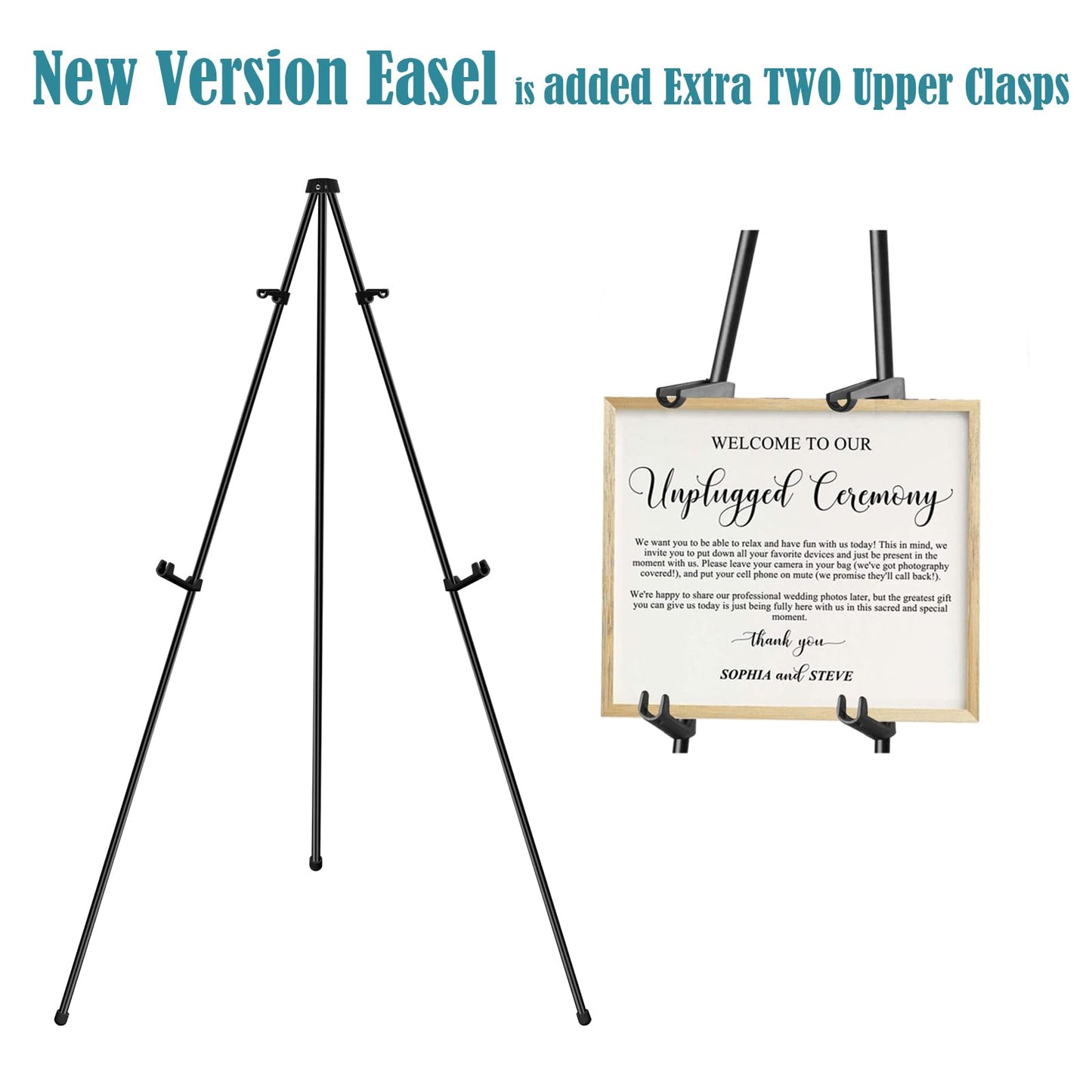63" Easel Stand for Wedding Sign - Adjustable Easels for Display Painting Canvas - Metal Floor Easels with Portable Bag Fit for Lobby,Exhibition,Holds 4lbs,2Pack