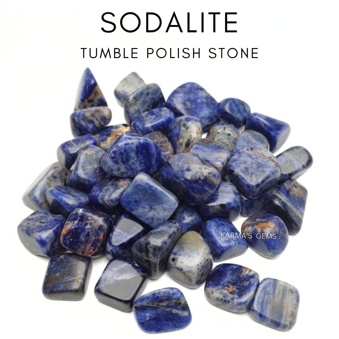 Karma Gems Sodalite Tumbled Stones Natural Crystal Kit for Reiki Healing Crystal Polished, Tumble Stones, Chakra Balancing, Reiki Gift, Home Decor (15-25 MM)