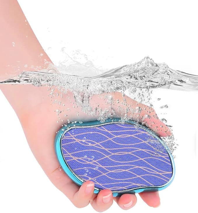 Crystal Hair Remover Painless Exfoliation, Portable Hair Removal Tool, Magic Hair Eraser for Back Arms Legs Fast & Easy, Reusable Crystal Hair Eraser for Women and Men (Dark Blue)
