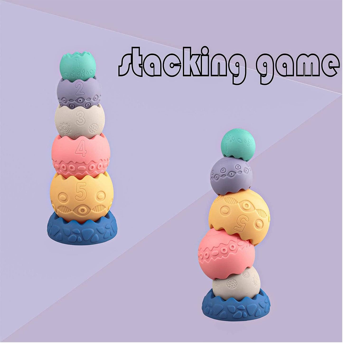 Miawow Stacking Balls Soft Toys for Babies 6 12 18 Months 1 Year Old Girls Boys - Toddlers Sensory Educational Montessori Baby Blocks - Infant Newborn Teething Learning Stacker Cups-Easter Basket