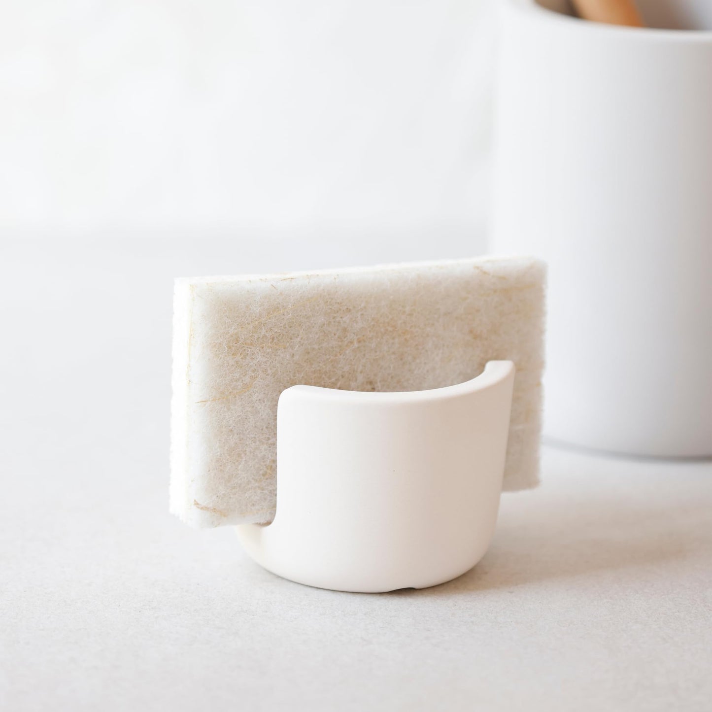Selegna Diatomaceous Earth Sponge Holder - Drying Rack, Absorbent Stone Kitchen Sink Organizer, Beige (Small)