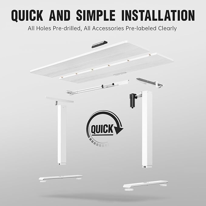 Veken 63x27.6 Inch Large Electric Standing Desk, Heights Adjustable,Sit to Stand Up, Work Home Office Computer Table for Walking Pad, Gifts for Dad, Wooden Desktop Desks, White