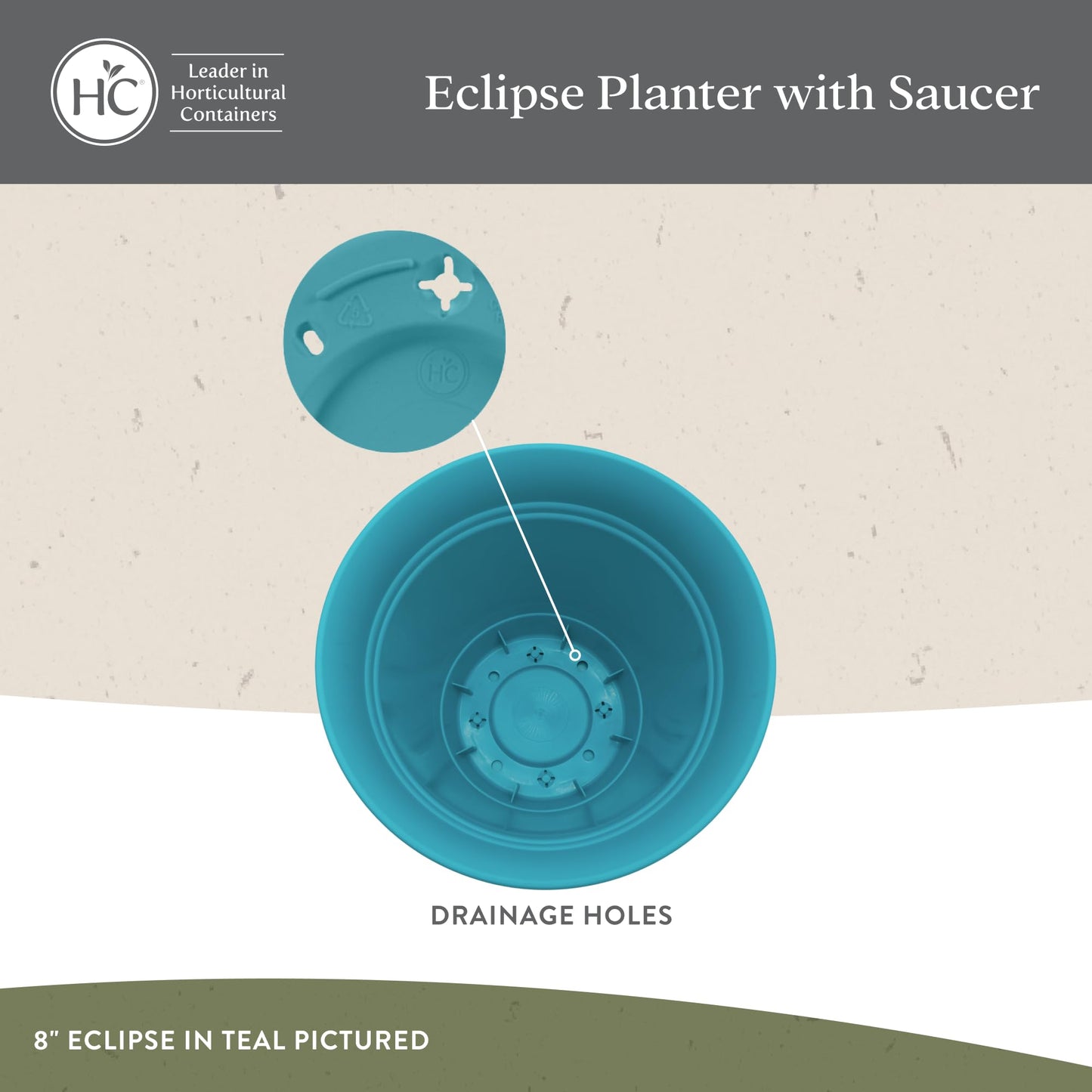 The HC Companies 6 Inch Eclipse Round Planter Pots with Drainage Holes & Attached Saucer, Lightweight UV-Resistant Plastic Indoor & Outdoor Planters, 4-Pack Flower Pots for Garden & Home Decor, Red