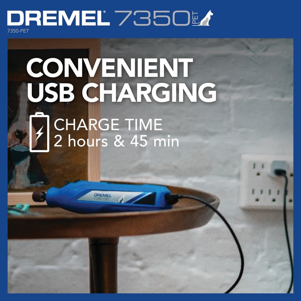 Bundle of Dremel 7350-PET 4V Pet & Dog Nail Grinder, Professional Pet Grooming Kit - Works on Large, Medium, Small Dogs & Cats + 416HP - Diamond Coated Rotary Nail Grinder Bit