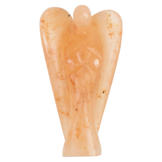 "Red Aventurine Gemstone Guardian Angel Healing Crystal, Hand Carved Pocket Angel Figurine Handmade Mini Statue for Love, Peace & Healing, Crystals for Positive Energy, Natural Gemstone Figurine"