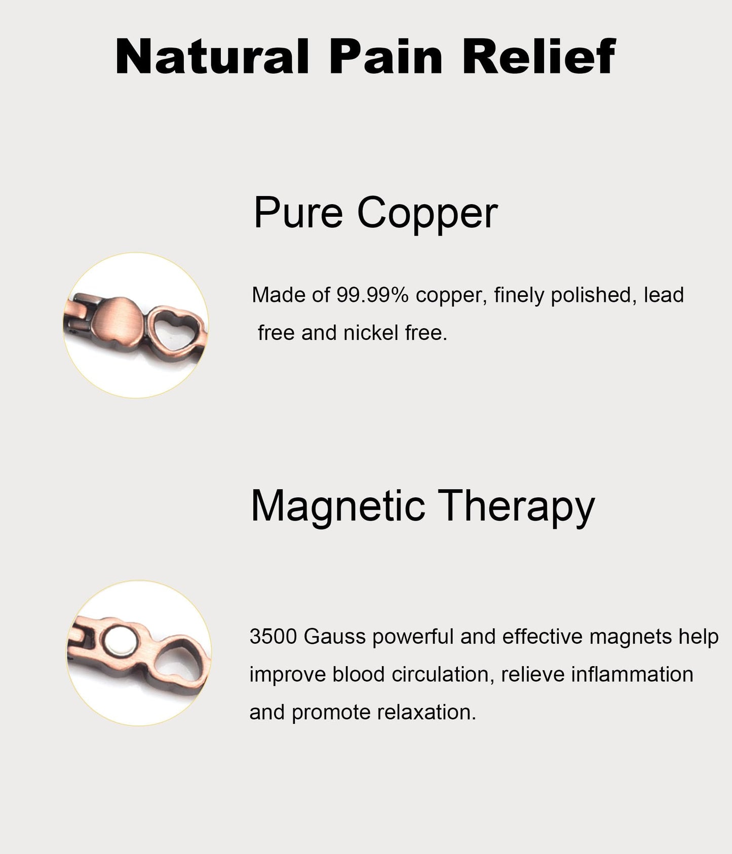 UtenoTureH Copper Anklet for Women for Arthritis, 99.99% Pure Copper Jewelry Lovely Heart Design with Adjust Tool