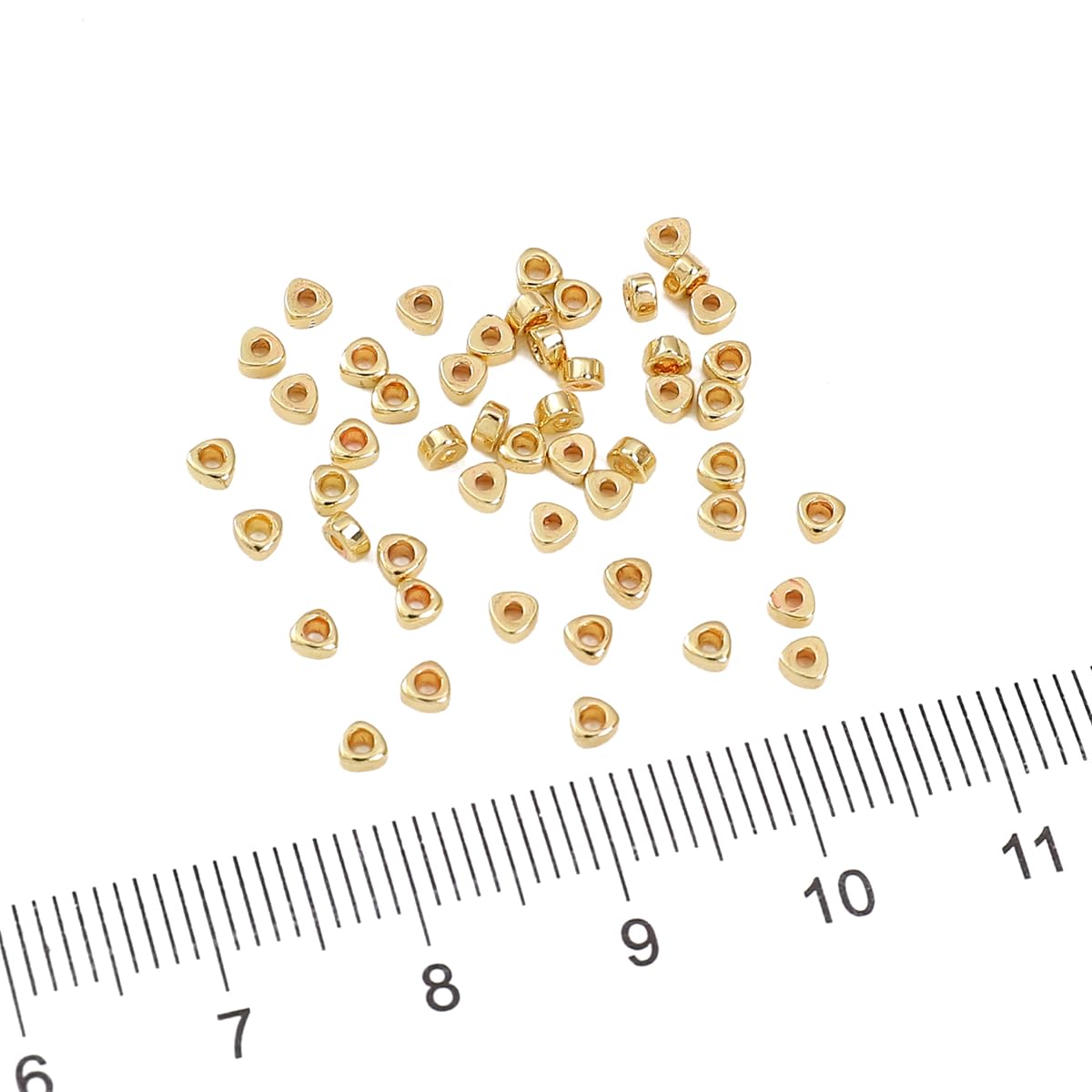 BEADIA 14K Gold Plated Triangle Spacer Beads 2.5x1.5mm 50pcs for Jewelry Making Findings Non Tarnish