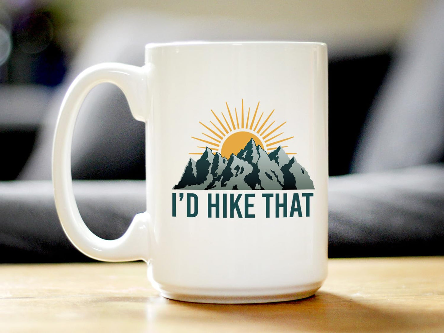 Bevvee I'd Hike That Coffee Mug - Fun Hiking Themed Decor and Gifts for Hikers - Large 15oz White Ceramic Mug
