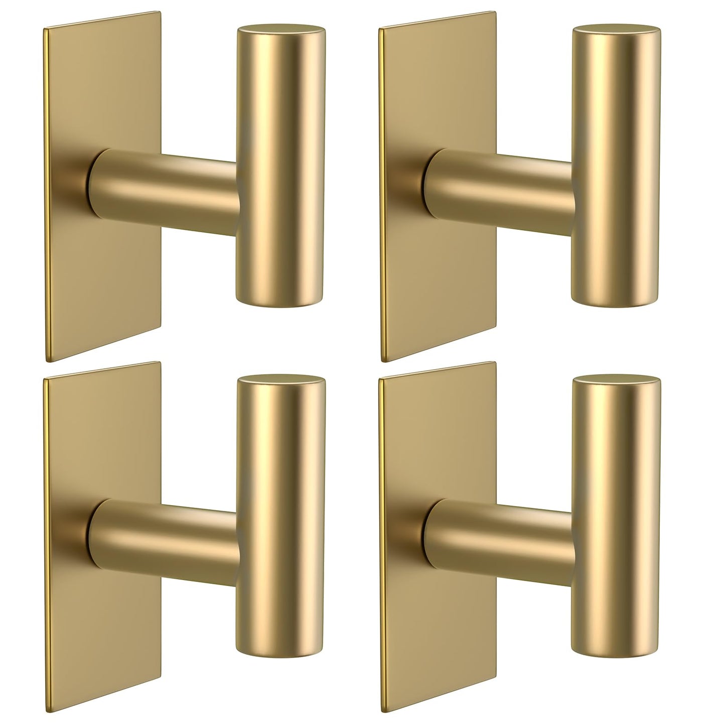 VAEHOLD Wall Towel Hooks, Heavy Duty Sticky Holder Waterproof Towel Hooks for Hanging Coat, Clothes, Closet Hook Wall Mount for Kitchen (Gold, 4 Pack)