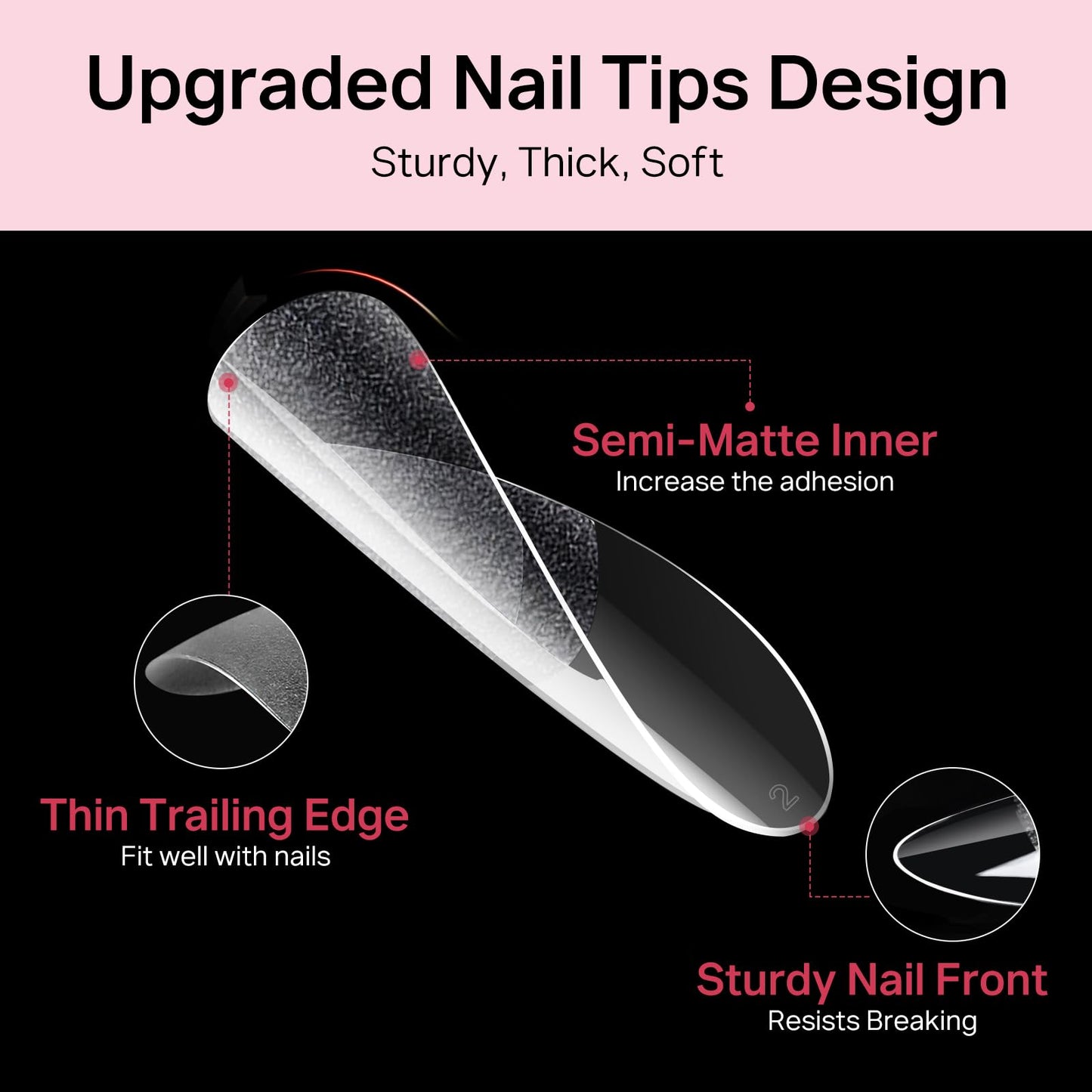 MIZHSE Gel Nail Kit Short Almond Gels Nail Tips, Solid Nails Glue Gel for Press On Nails with Portable U V Lamp 240Pcs 12 Sizes Half Matte Nail Tips Extension U V LED Gift for Women