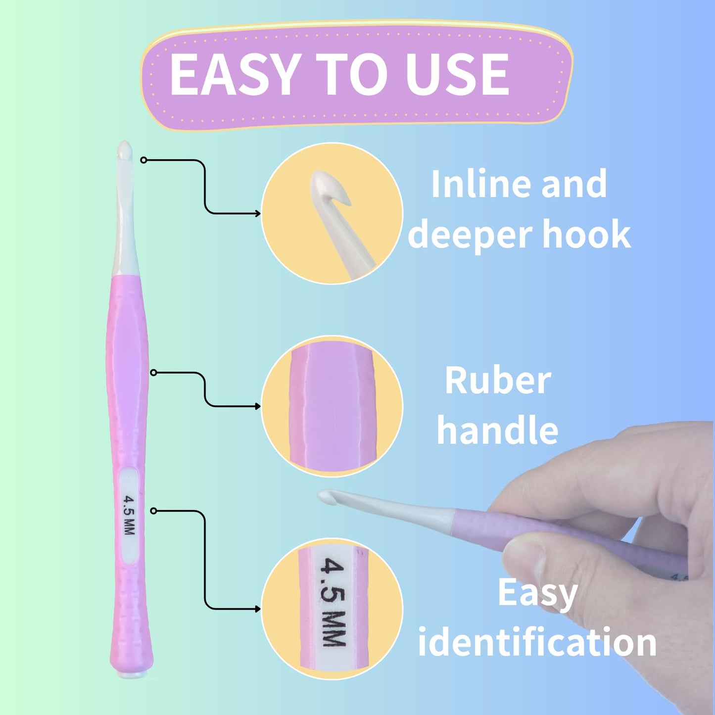 Araeknotta Small Crochet Hooks Set with Stitch Markers, Yarn Needles - 8 Sizes (2.5, 3mm, 3.5, 4mm, 4.5, 5mm, 5.5, 6mm) -Ergonomic Plastic Crochet Hook Needles for Arthritic Hands Mothers Gift