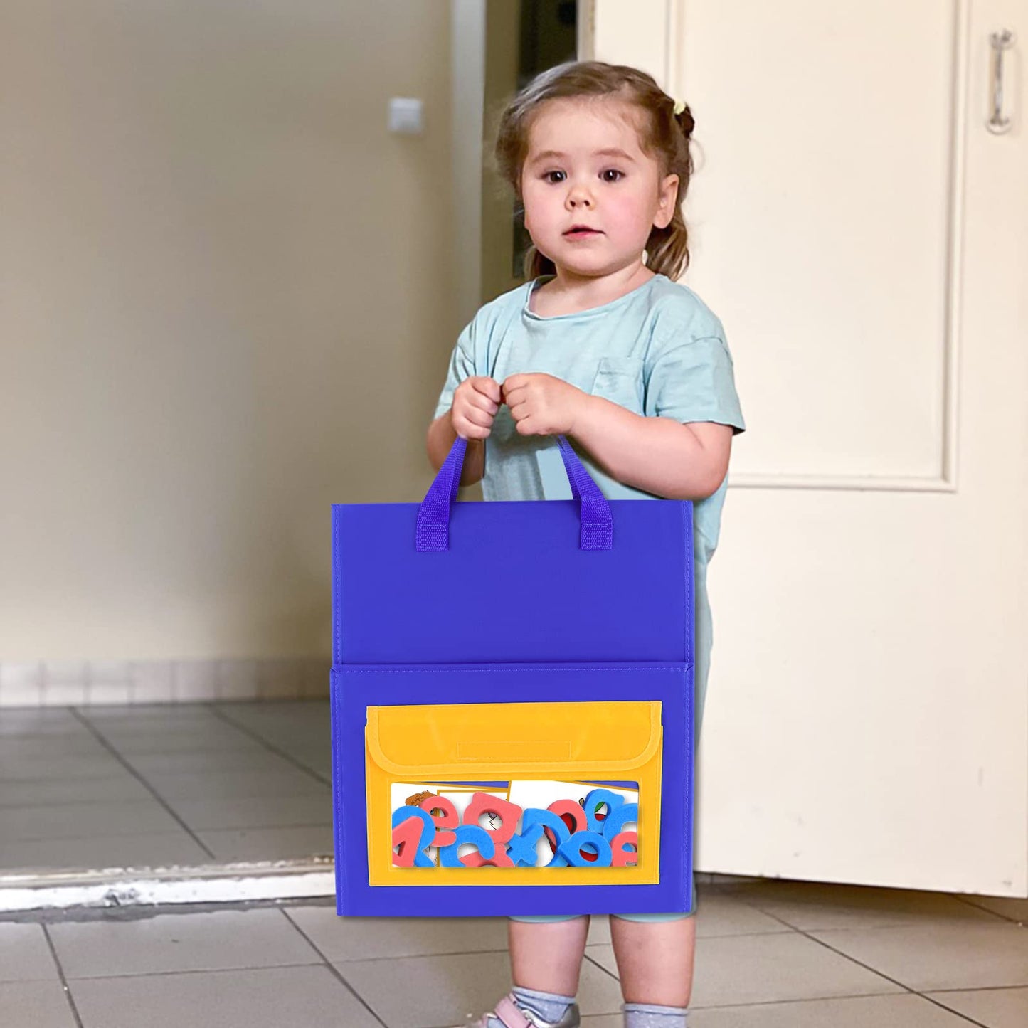 Godery Magnetic Desktop Tabletop Pocket Chart Stand, Double Sided Small Pocket Chart for Classroom Home (15" X 12.5")