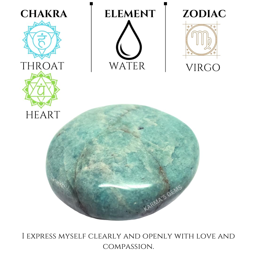 Karma Gems Amazonite Tumbled Stones Natural Crystal Kit for Reiki Healing Crystal Polished, Tumble Stones, Chakra Balancing, Reiki Gift, Home Decor (15-25 MM)