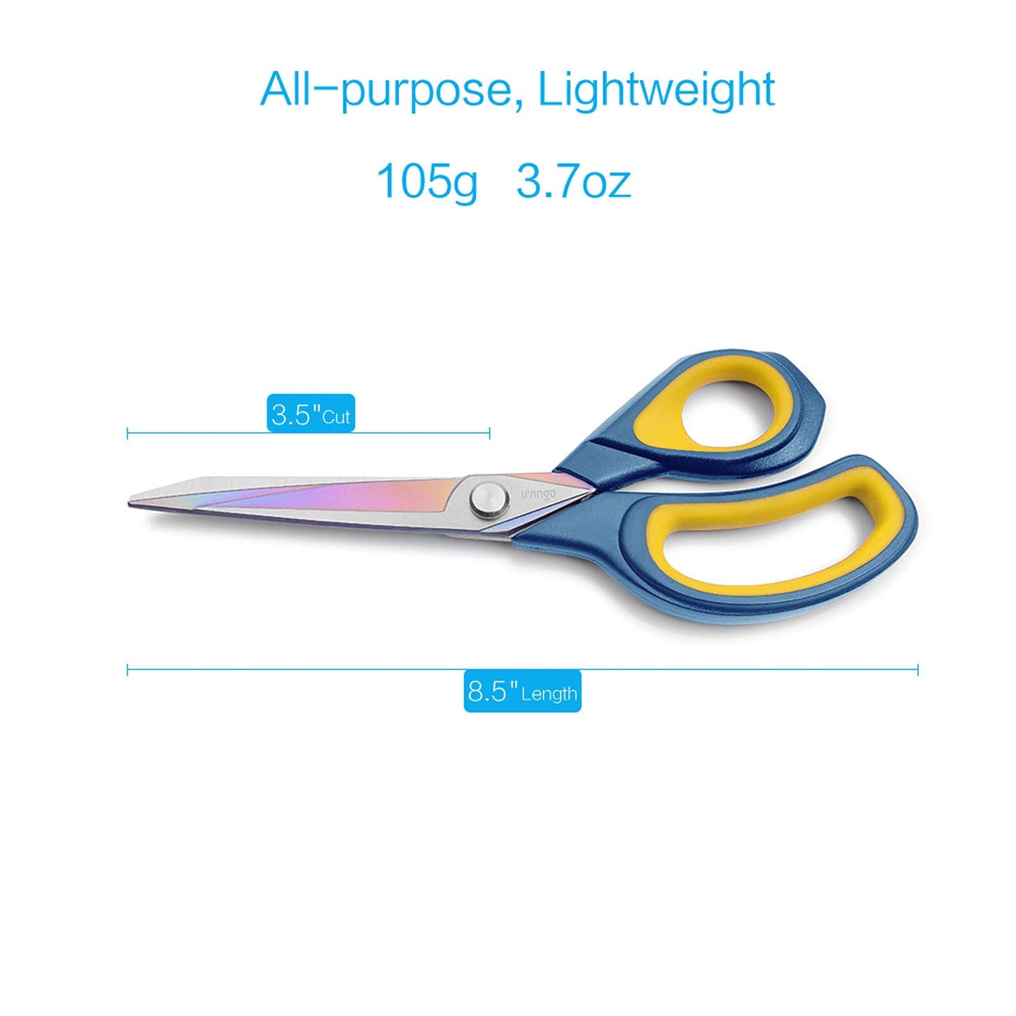 LIVINGO 8.5” Premium Fabric Scissors, Heavy Duty All-Purpose Titanium Coating Forged Stainless Steel Sharp Sewing Tailor Dressmaking Shears Comfort Grip Crafting Leather Cutting, Navy Blue/Yellow