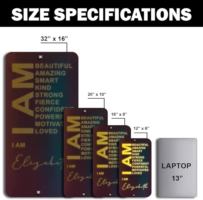 Personalized Affirmation Mirror - I Am Mirror - LED Name Light Up Sign for Wall - RGB Light - Handmade for Bedroom