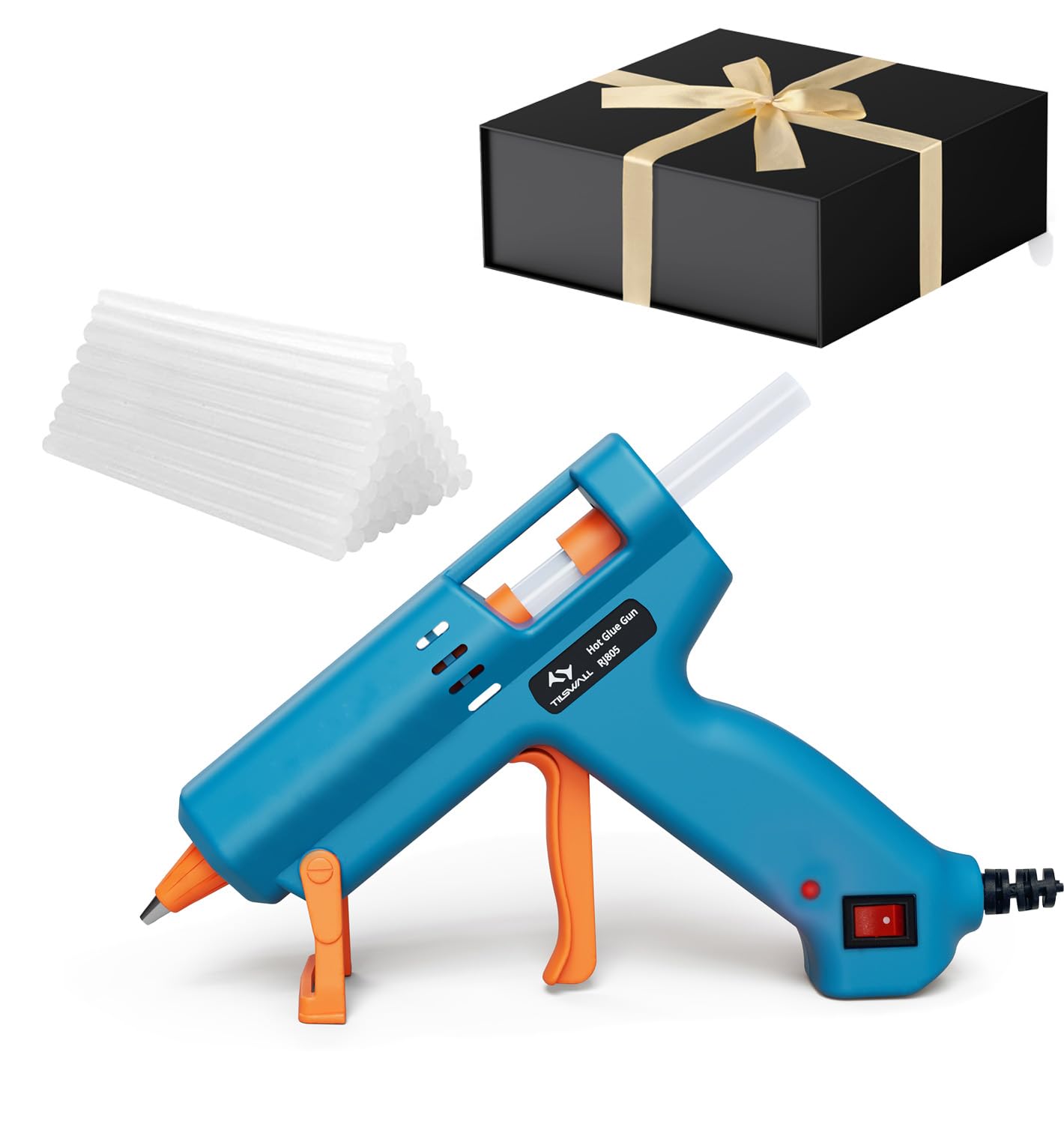Tilswall Hot Glue Gun Kit with 30 Glue Sticks & Black Gift Box 7.5''x7.2''x2.8''