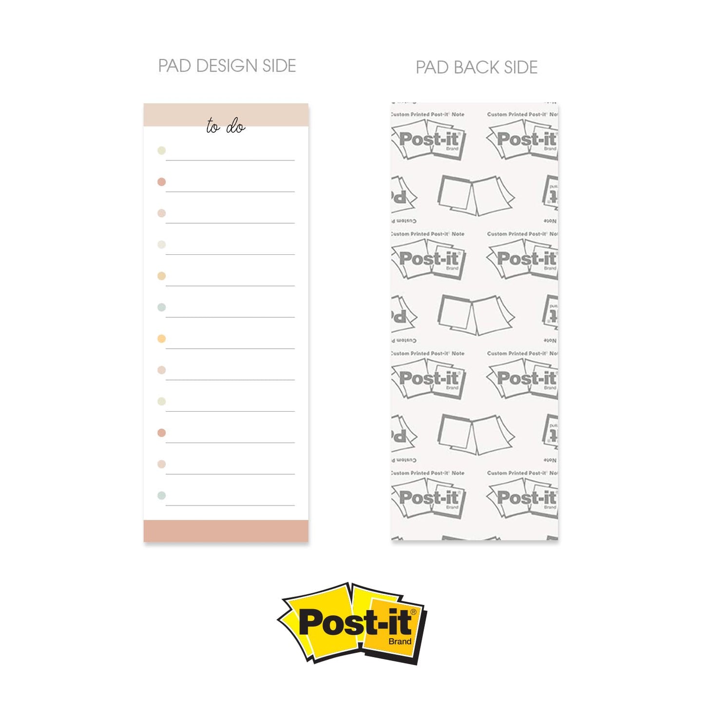 Productivity Sticky Note Assortment/Set of 3 Multi-Color Note Pads / 3" x 8" Daily Task Trackers / 50 Sheets Per Pad/Made in USA