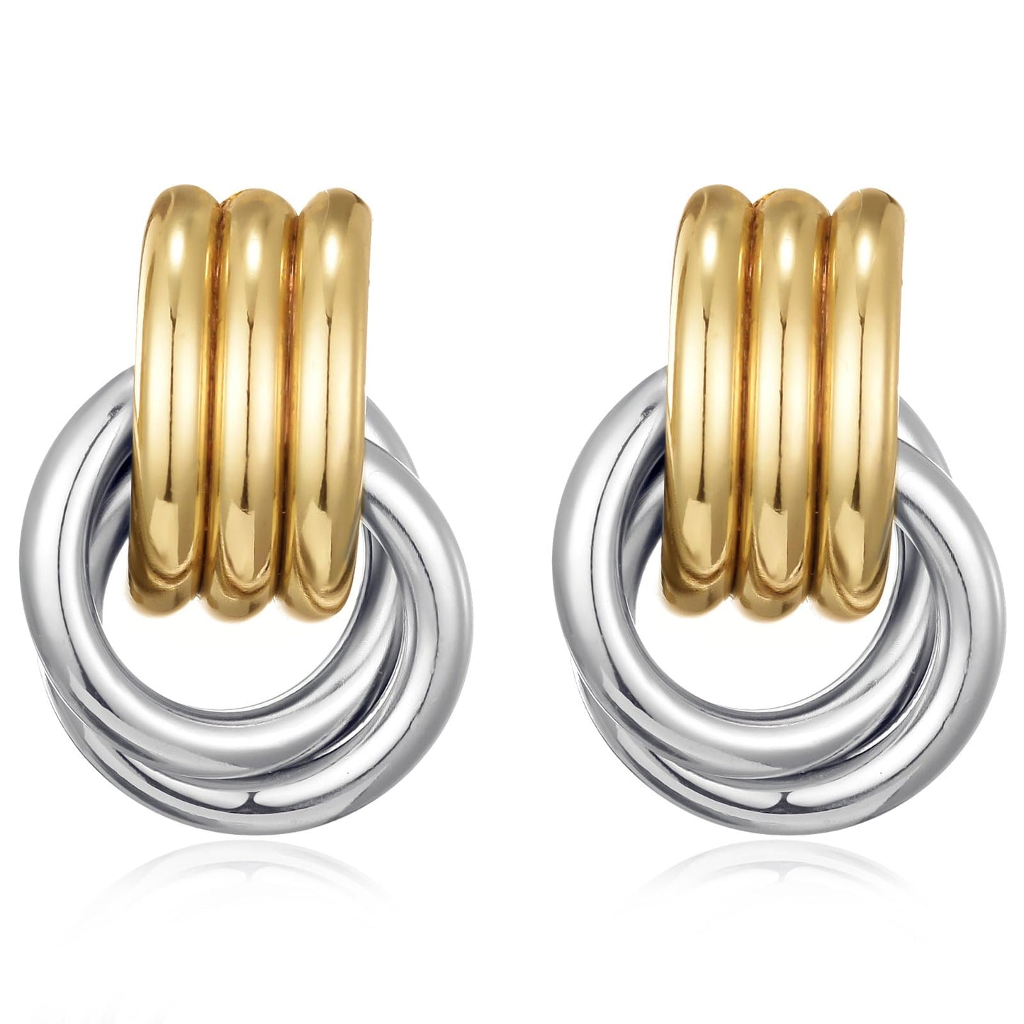Gold Silver Knot Earrings Chunky Large Knotted Drop Dangle Statement Earrings for Women