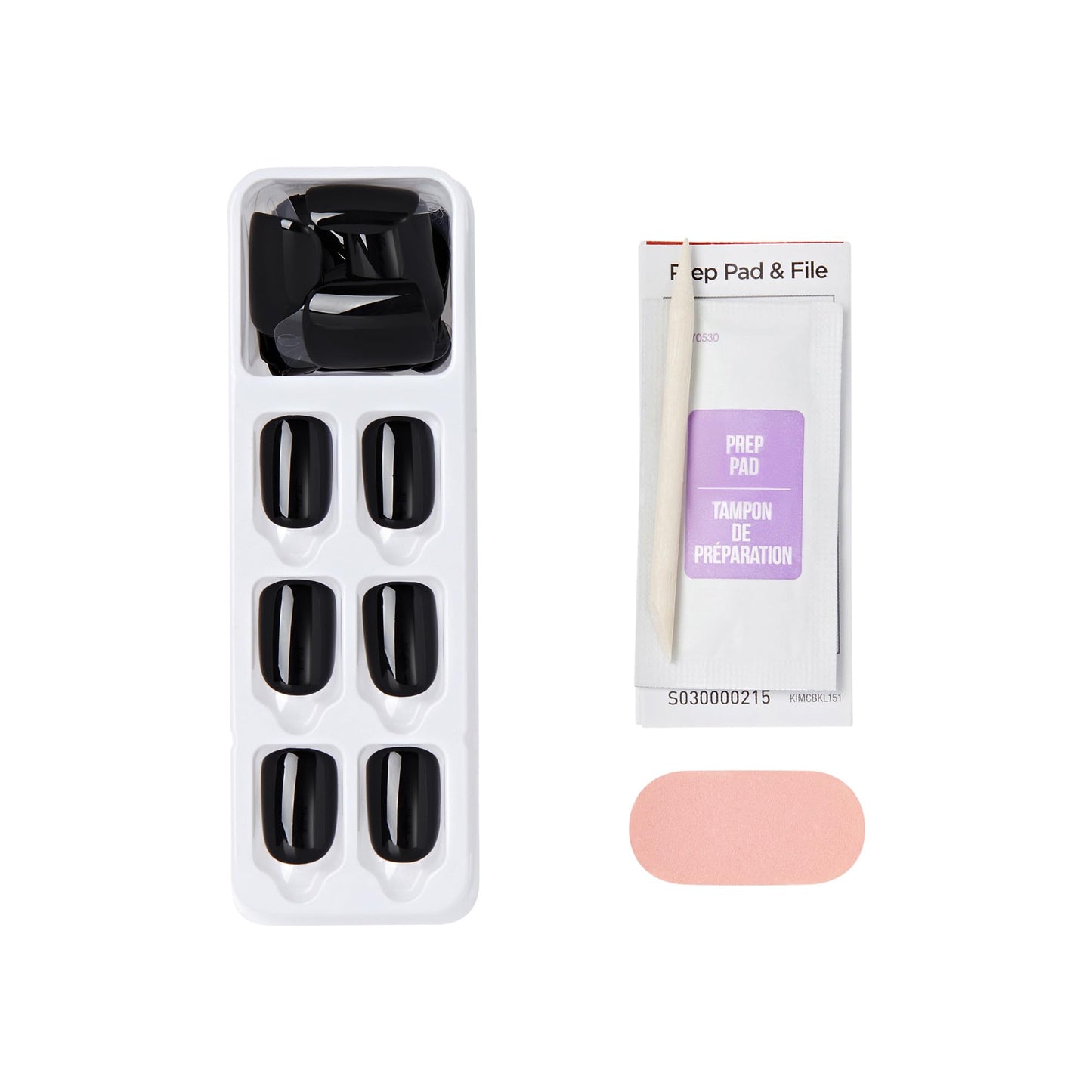 Kiss Impress No Glue Mani Press On Nails, Color, 'All Black', Black, Short Size, Squoval Shape, Includes 30 Nails, Prep Pad, Instructions Sheet, 1 Manicure Stick, 1 Mini File