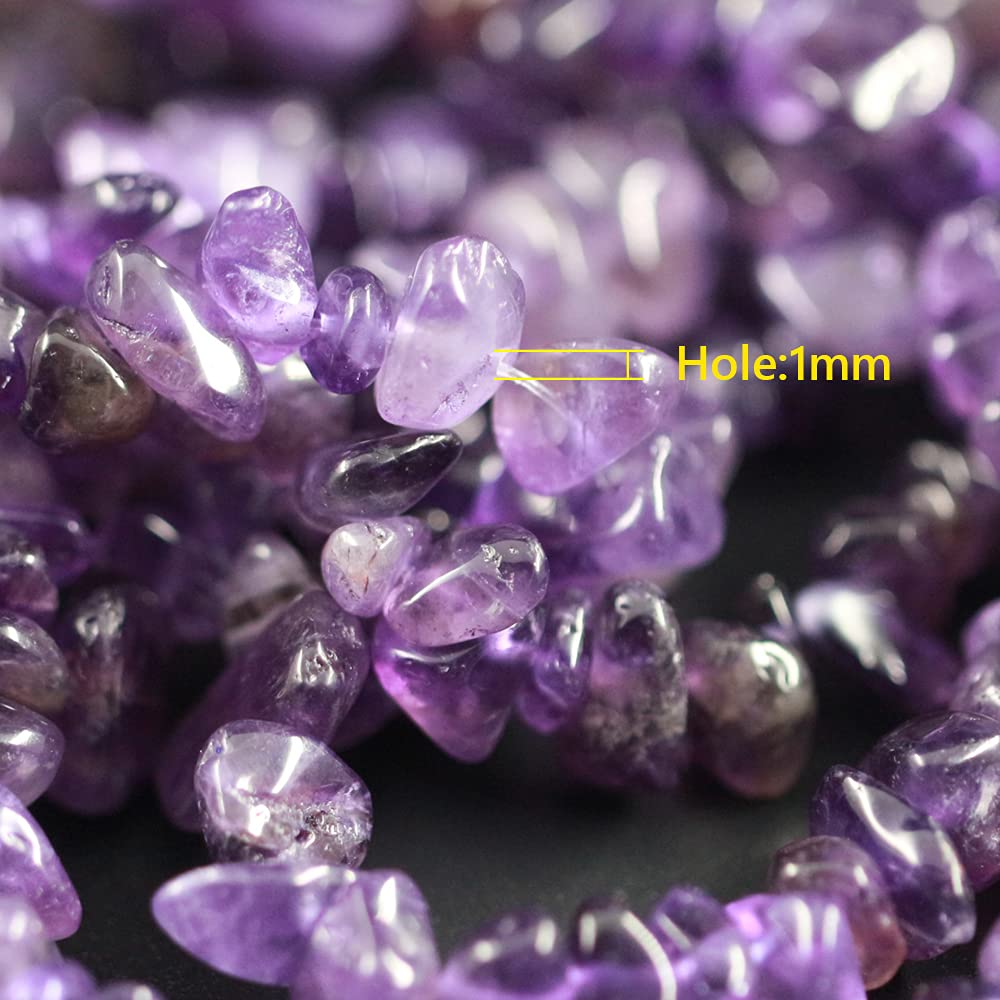 35 inches Chip Stone Loose Gemstones Beads Drilled Strand for Jewelry Making (Amethyst)