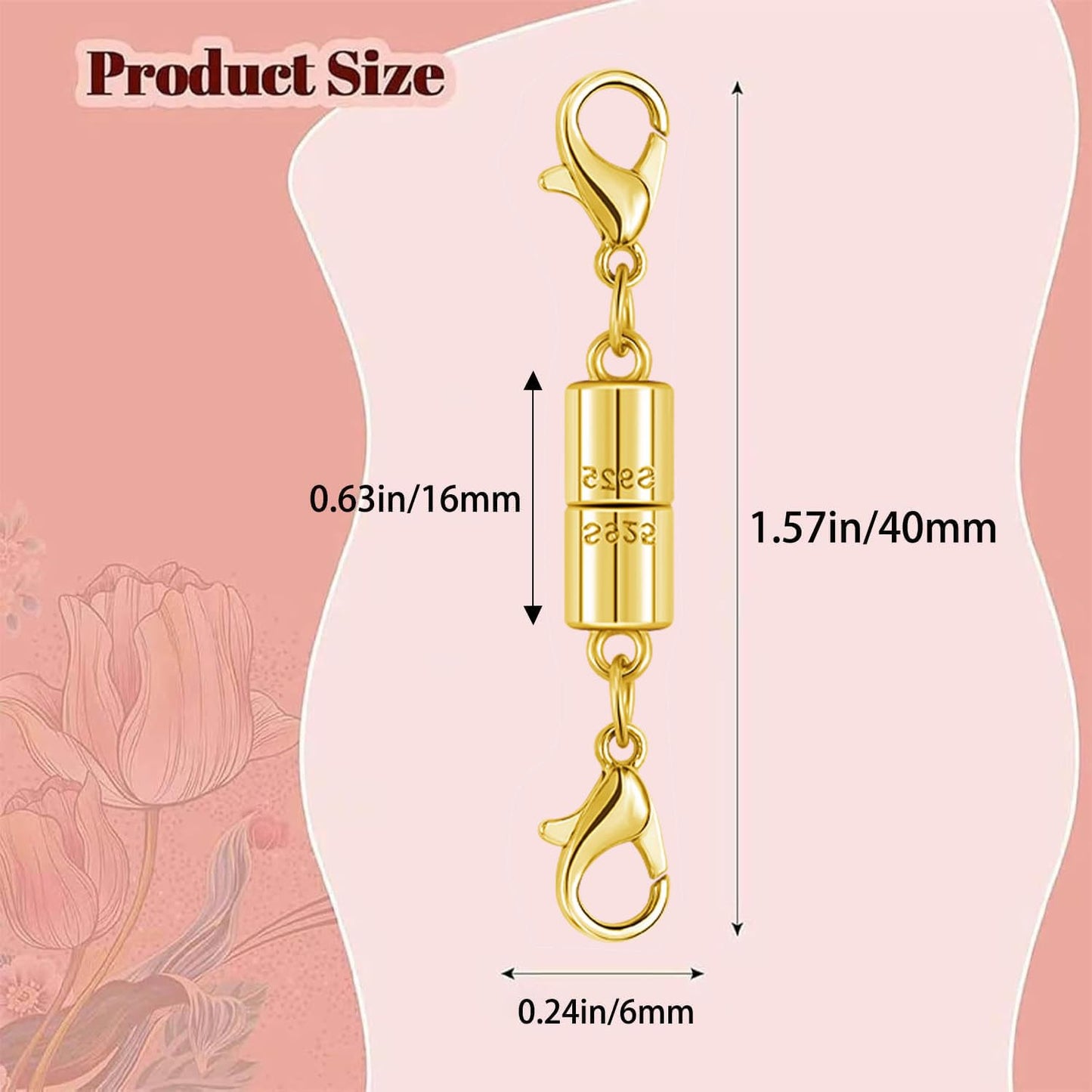 Magnetic Jewelry Clasps, 925 Sterling Silver, Strong Magnetic Closures for Necklaces and Bracelets (4pcs Golden Silvery)