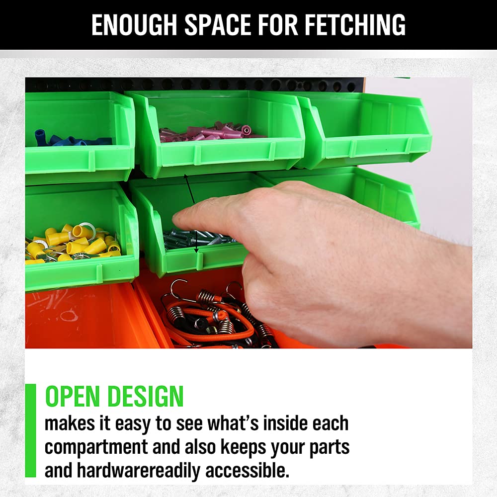SWANLAKE GARDEN TOOLS 30-Bin Wall-Mounted Storage Bins, Heavy-Duty Garage Tool Organizer for Screws, Nuts, Bolts, Nails, Small Hardware Parts - Easy Installation and Customizable
