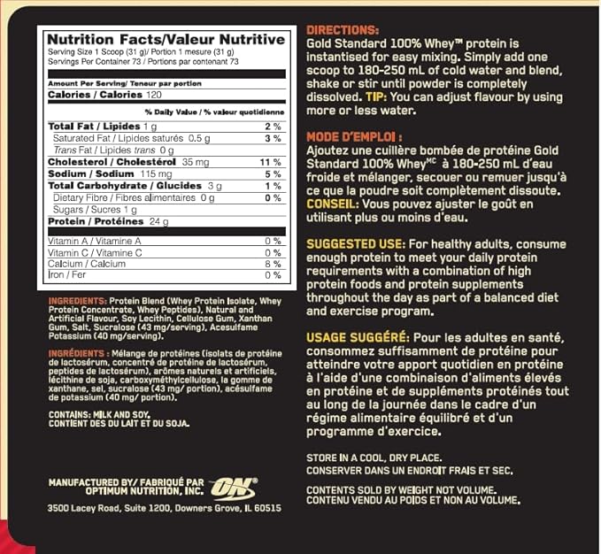 Optimum Nutrition Gold Standard 100% Whey Protein Powder, White Chocolate, 5 Pound (Packaging May Vary)