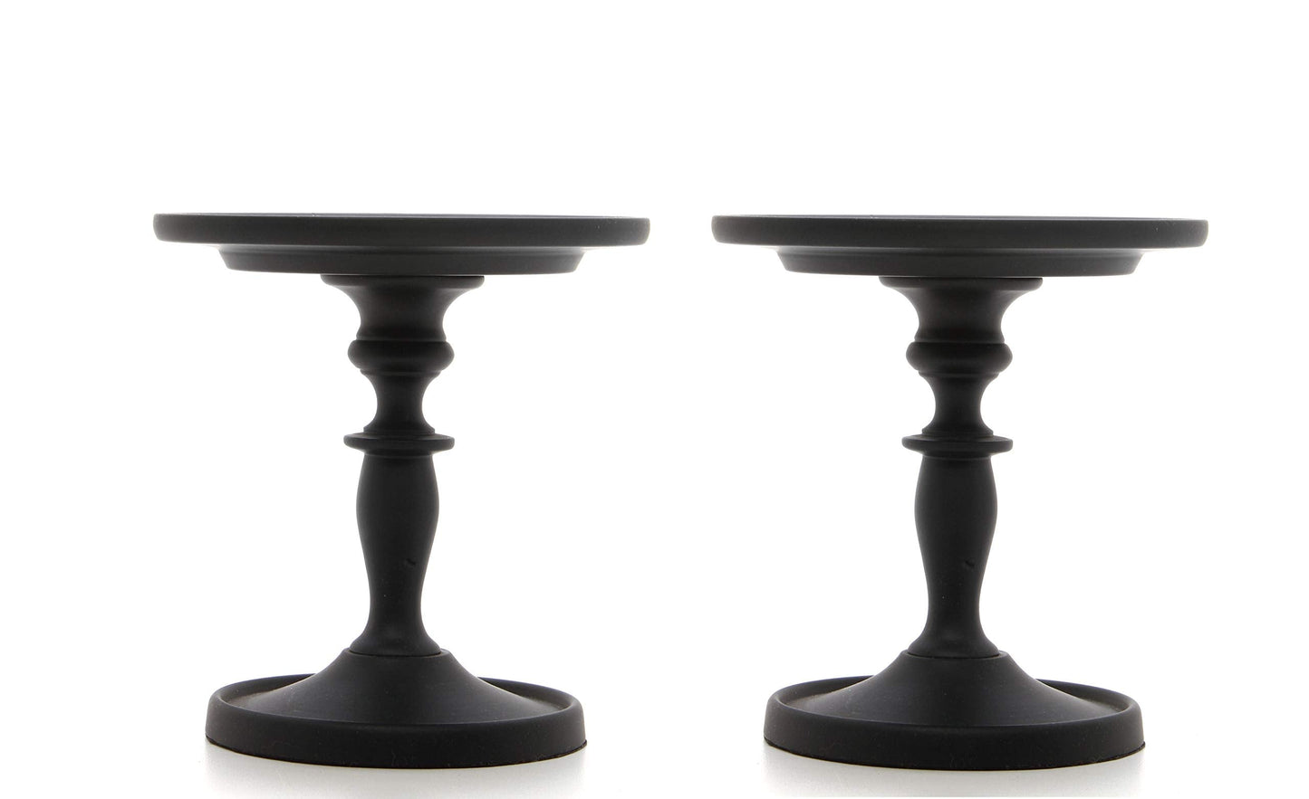 Hosley Set of 2 Black Pillar Holder 4.75 Inch High. Ideal Gift for Wedding Party Special Occasion or as a Candle Holder. W1