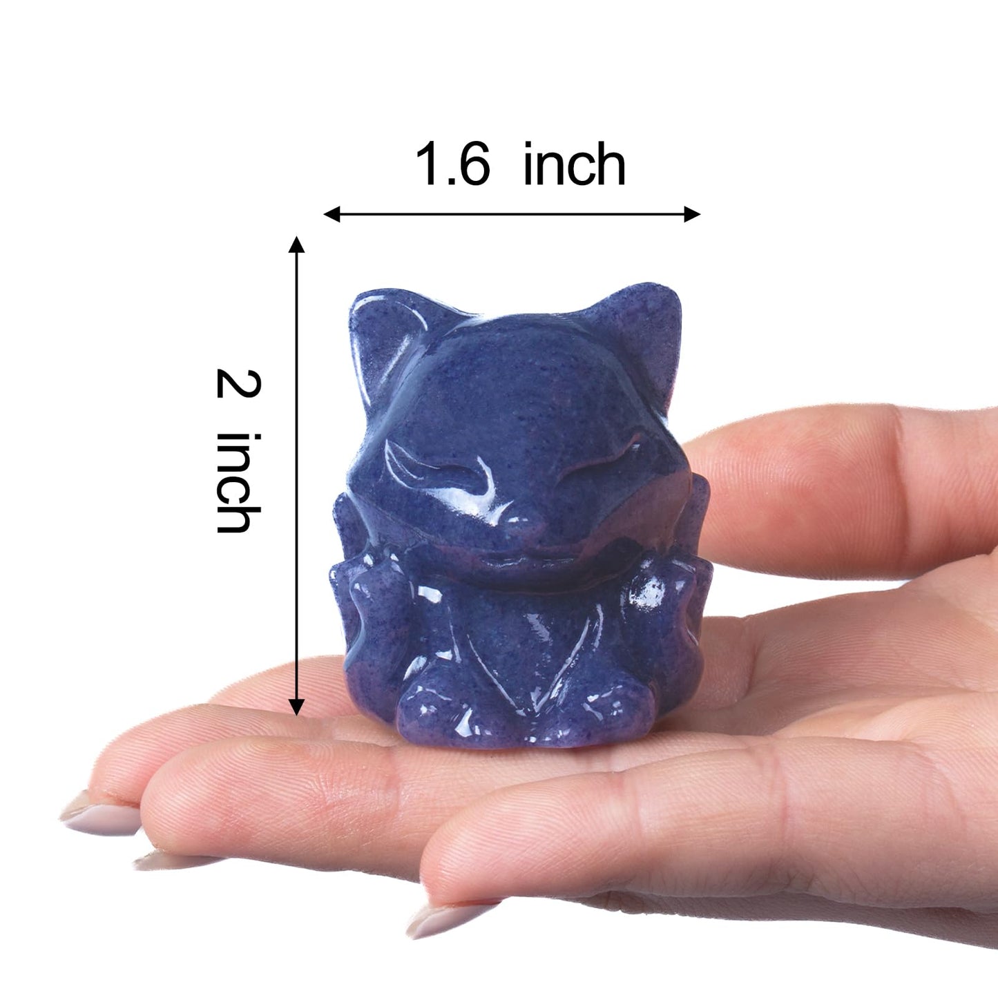 QLRSUXN Blue Aventurine Nine Tailed Fox Decor,2 Inch Healing Crystals Fox Statue,Lucky Guardian Pocket Fox Figurines as Women’s Gifts,Fox Figurine for Office Home Decor and Ornament.