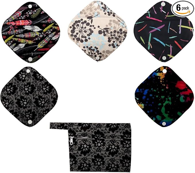 5 XS Panty Liners 1 Wet Bag Cloth Menstrual Pads Reusable Washable (Lace,XS Panty Liners)