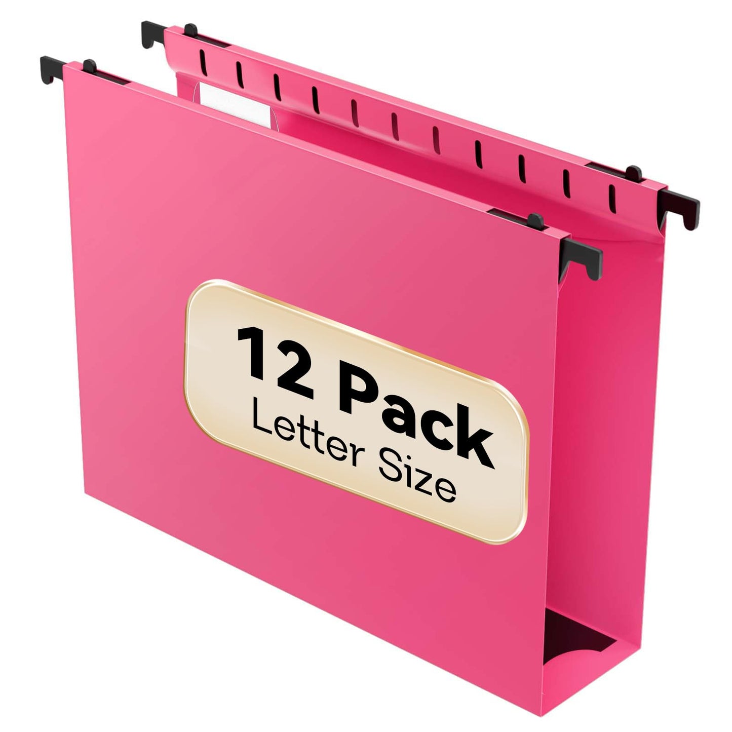 Nordun Extra Capacity Plastic Hanging File Folder Letter Size,12 Pack Reinforced Hang Folders with Heavy Duty 2 Inch Expansion,Pink Hanging File Folder Designed for Bulky Files