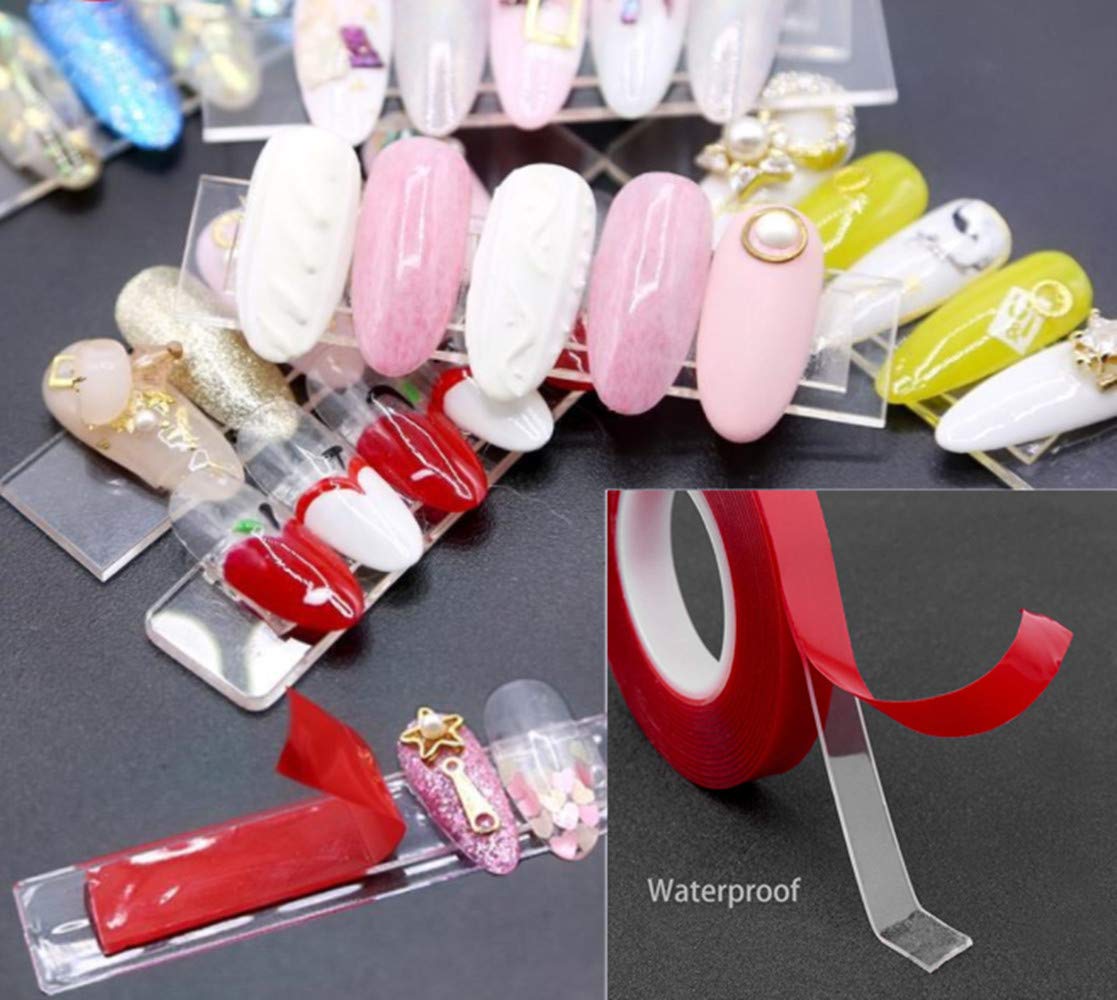 1Pcs White Acrylic Nail Art Display Holder, BetterJonny 50Pcs Nail Stand with 3M Double Sided Tape for Professional Salon False Nail Sample Display