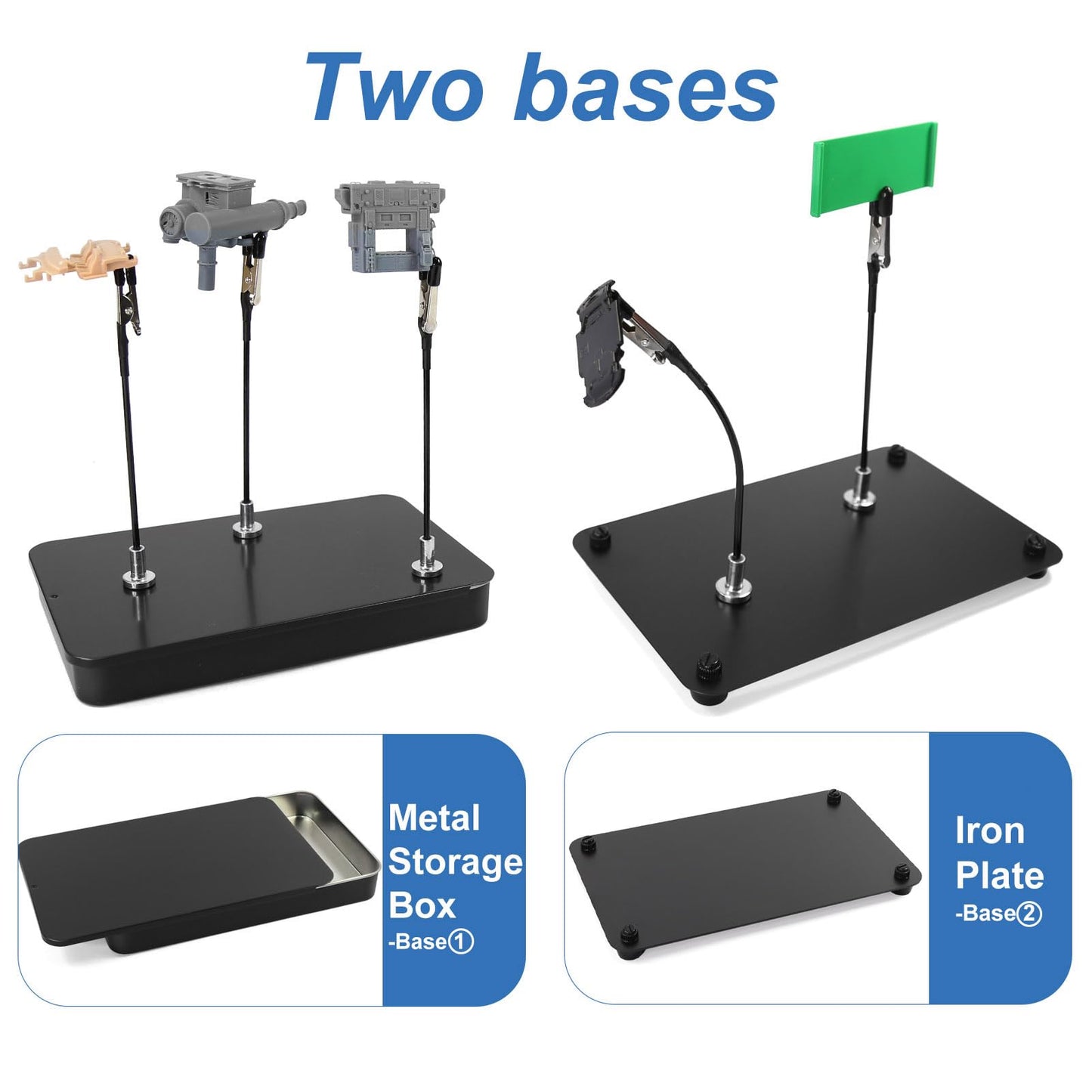 1PC Metal Model Painting Stand Base Holder and 16PCS Magnetic Bendable Alligator Clip Stick Set Modeling Tools for Airbrush Hobby Model Parts GJJC2210L (Base with Bendable Alligator Clip Sticks)