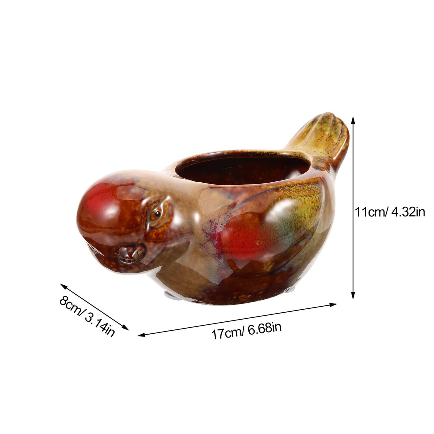 KALLORY Ceramic Succulent Planter Bird Shape Flower Pot Small Indoor Outdoor Plant Pot Balcony Railing Decorative Ceramic Pottery for Succulent Plants