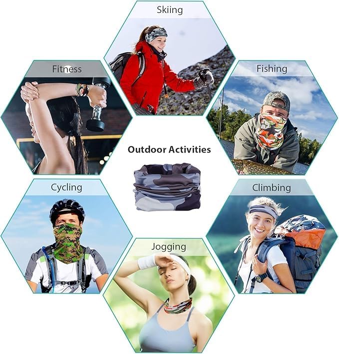 Sun Protection Face Mask Neck Gaiter - 9 Pack Breathable UV Protection Scarf for Men & Women, Hiking, Cycling, Fishing