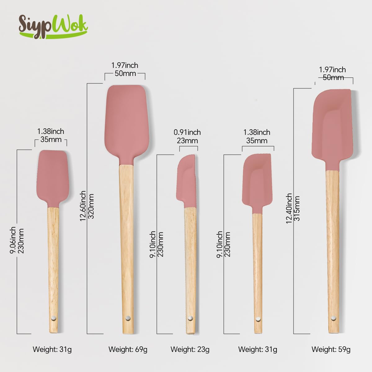 Silicone Spatula Set, Food Grade Rubber Spatula-5 Piece Nonstick Rubber Spatulas, Spoonula, Jar Scraper for Cooking, Baking, Mixing, Frosting - Heat Resistant Up to 600°F (5 Pcs Pink)