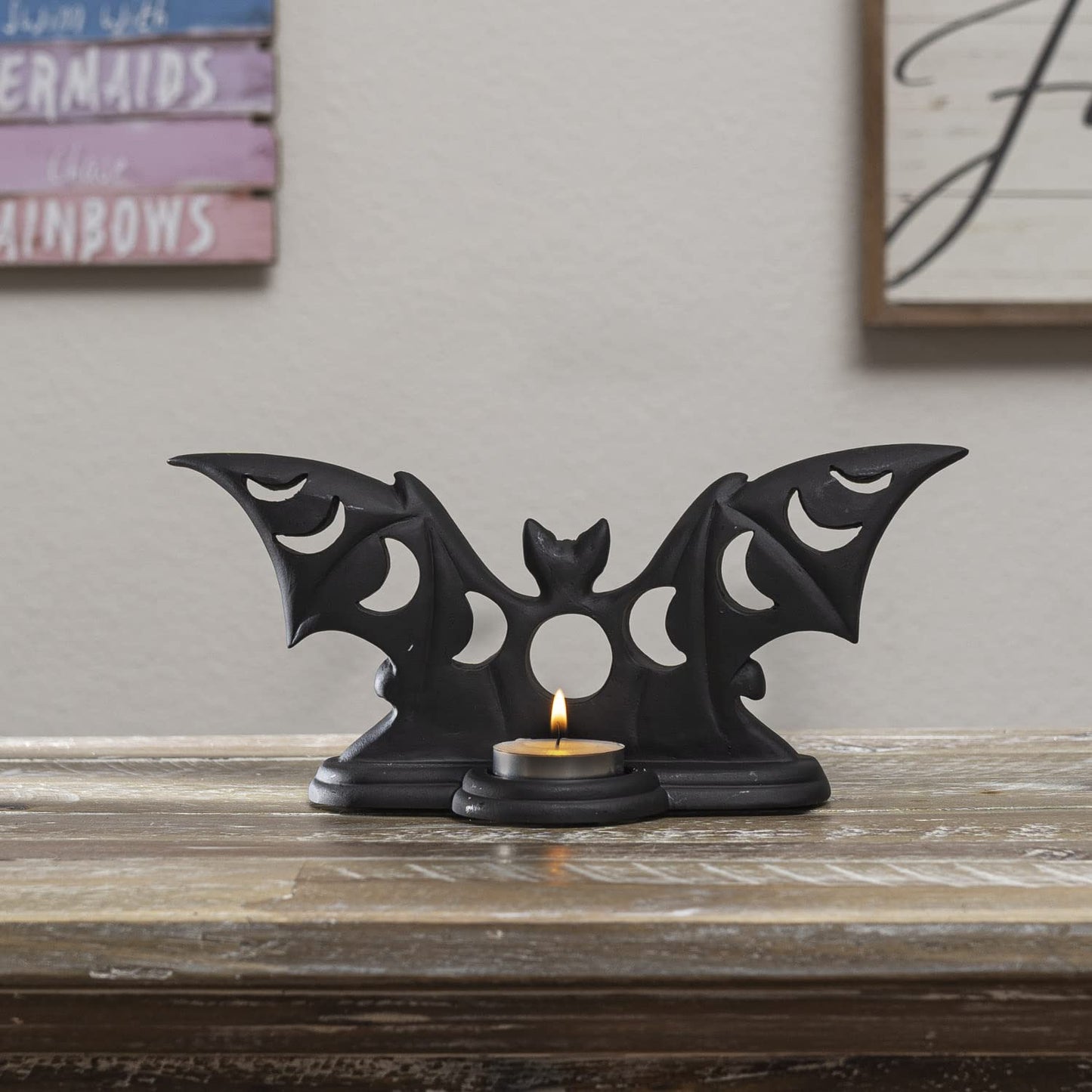 Pacific Giftware Alchemy Gothic Lunaeca Tea Light Candle Holder Phases of The Moon Bat Ornament
