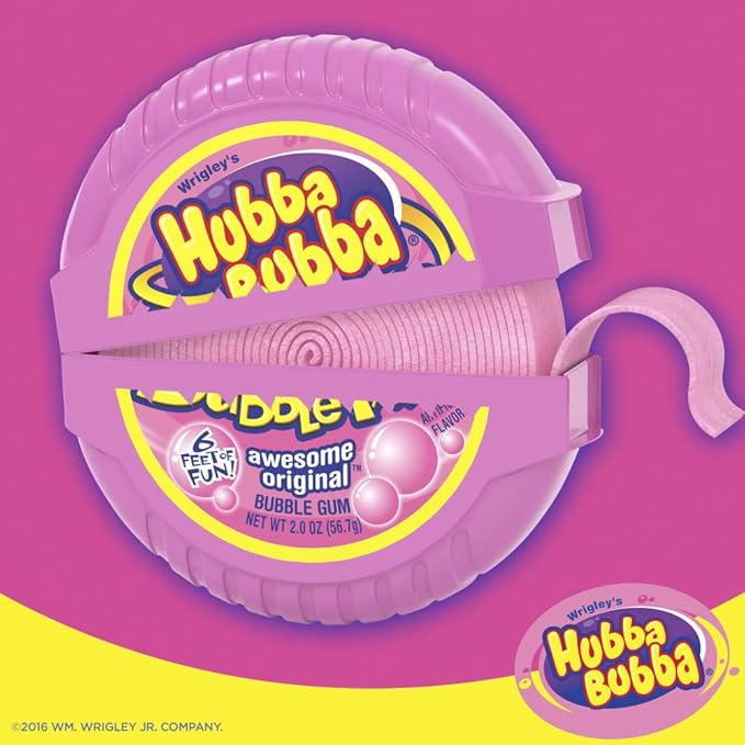 HUBBA BUBBA Bubble Gum Tape - Original Chewing Gum Bulk Pack, 2 oz, Pack of 6 Candy Bulk