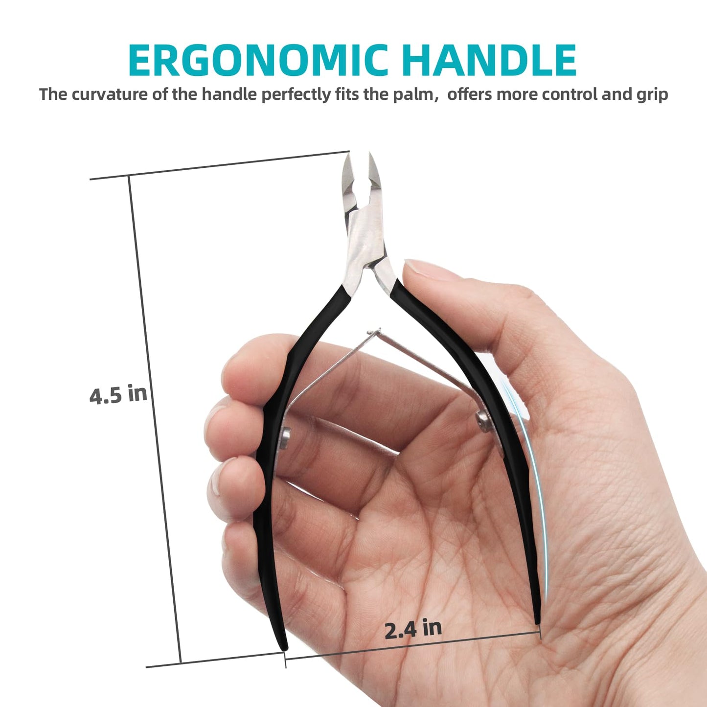 Cuticle Trimmer with Cuticle Pusher, RONAVO Cuticle Remover Stainless Steel Professional Cuticle Nipper, Durable Pedicure Manicure Tools (Matte Black)