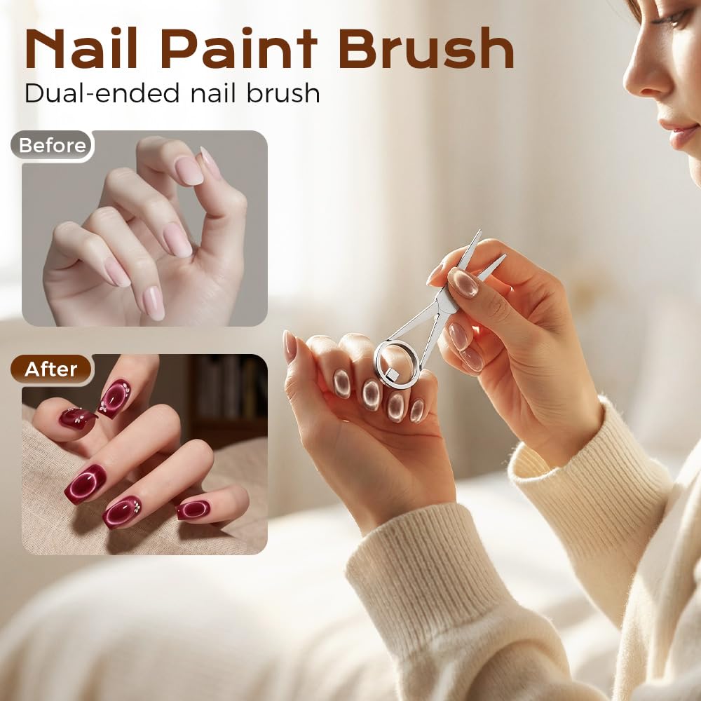 2026 New Ring-Shaped Cat Eye Magnet for Nails,Circular Magnet & Two Tip Scissor Tool for Cat Eye Gel Polish, Home DIY, Beginners & Nail Artists (Ring + French magnet)