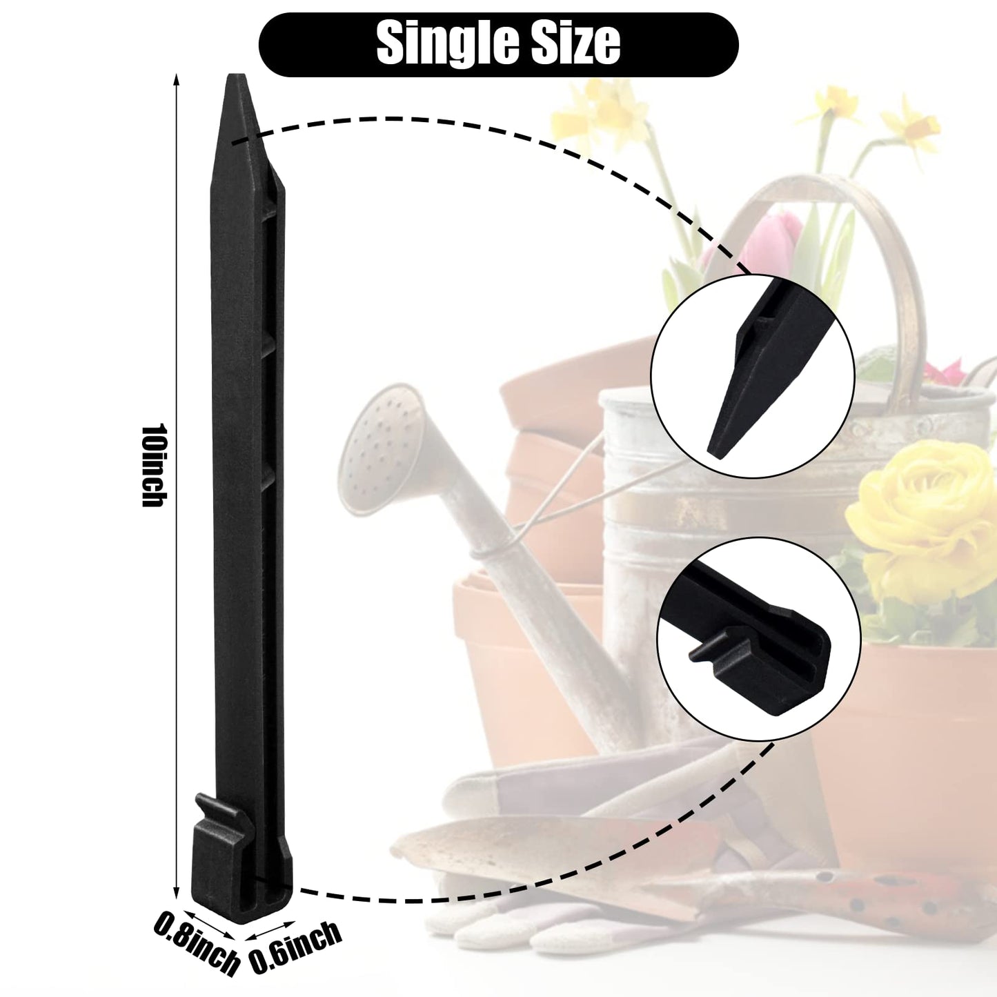 30 PCS Plastic Landscape Stakes, 10 Inch Plant Support Lawn Stake Heavy Duty for Landscaping and Garden