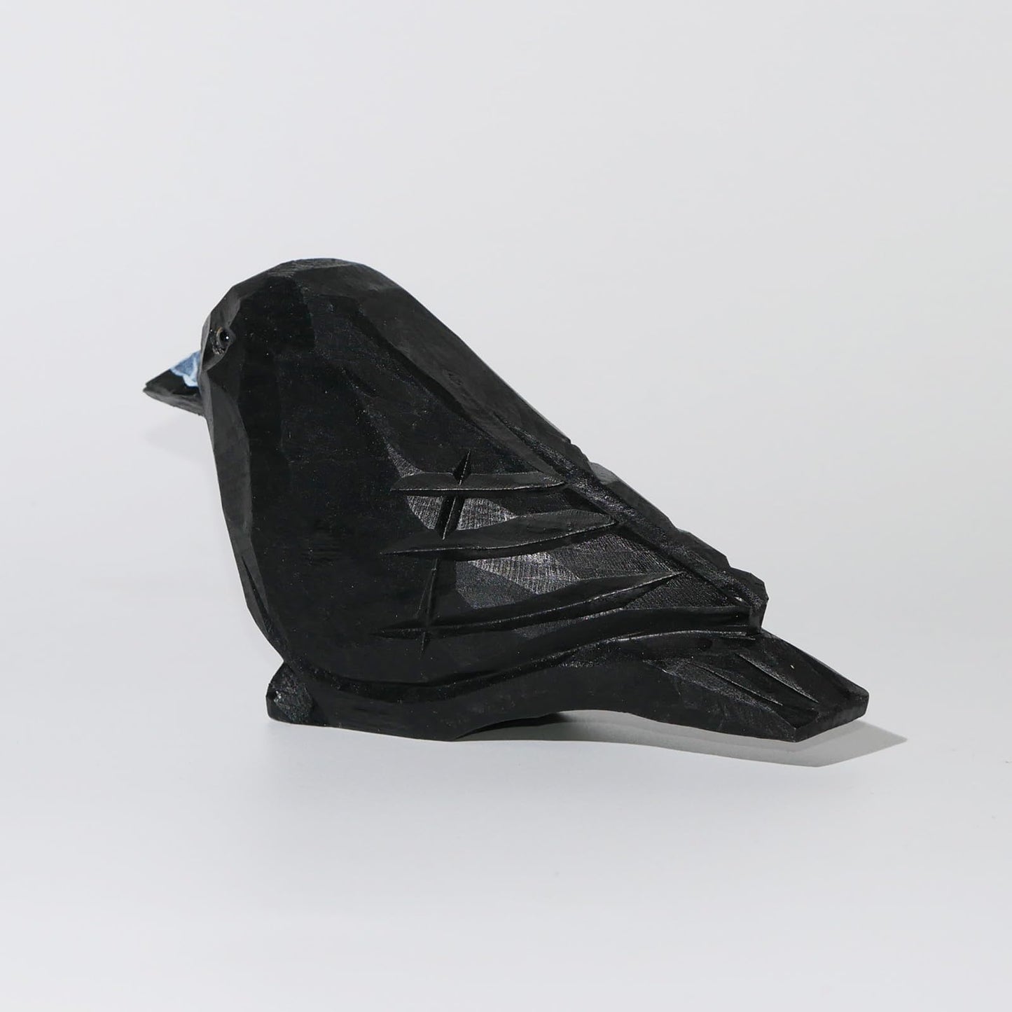 DinNingNing Wood Crow Figurine Black Raven Decor Small Animal Statues Carving Sculpture Ornament Bird Gifts
