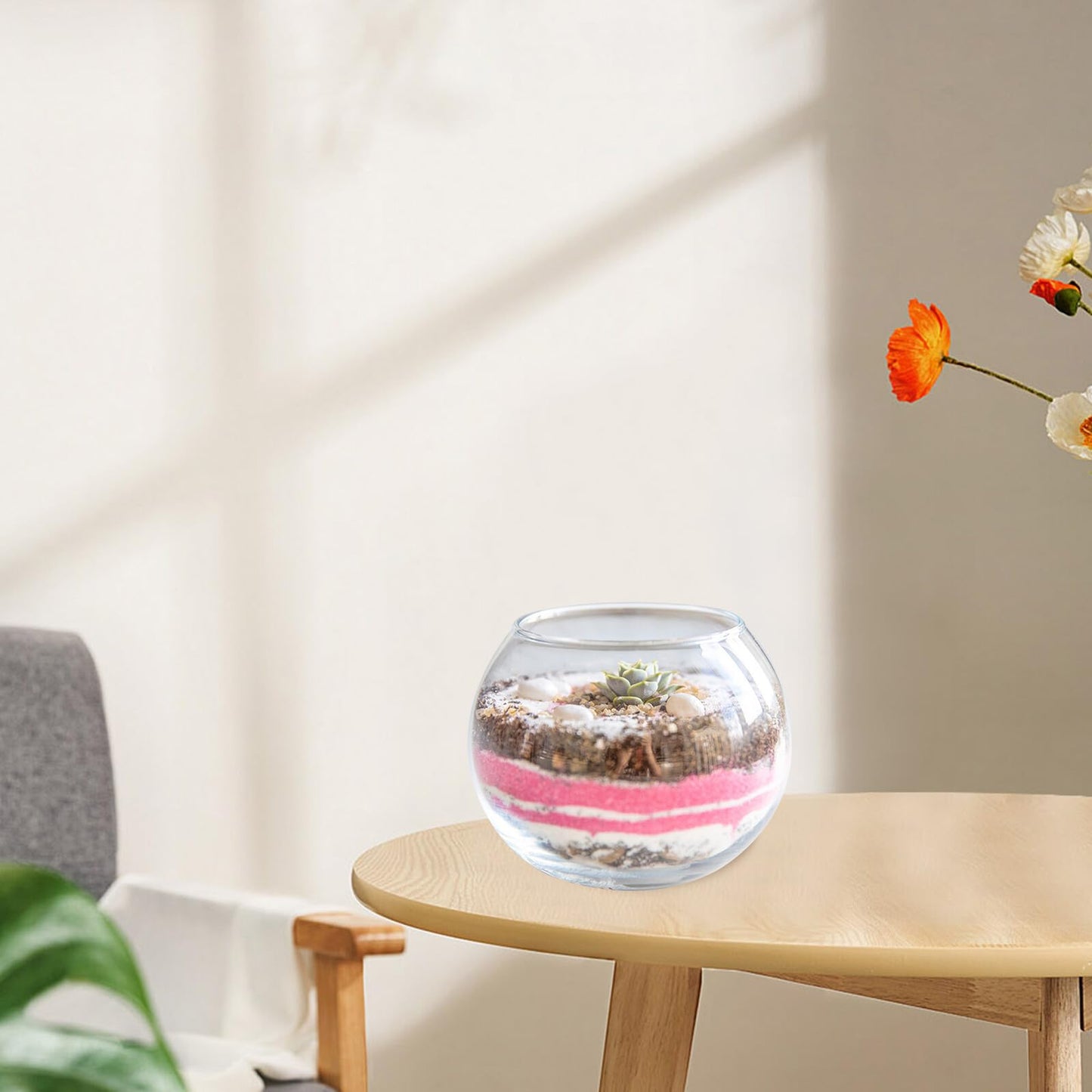 SECFOU 2pcs 15cm Glass Vase Hydroponic Plant Holder Decorative Desktop Flower Pot for Home Office Fish Tank Terrarium Bowl
