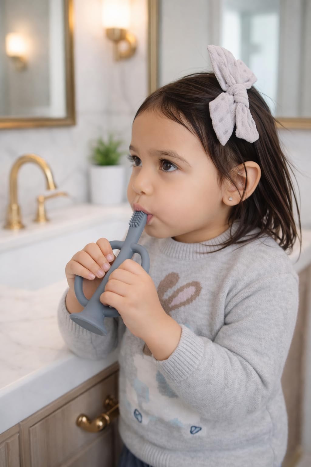 Training Baby Toothbrush Teether Toddlers (0–24 Months) BPA-Free Silicone Soft Bristle Toothbrush with Case & Suction Base – Gentle Gum & First Teeth Cleaner