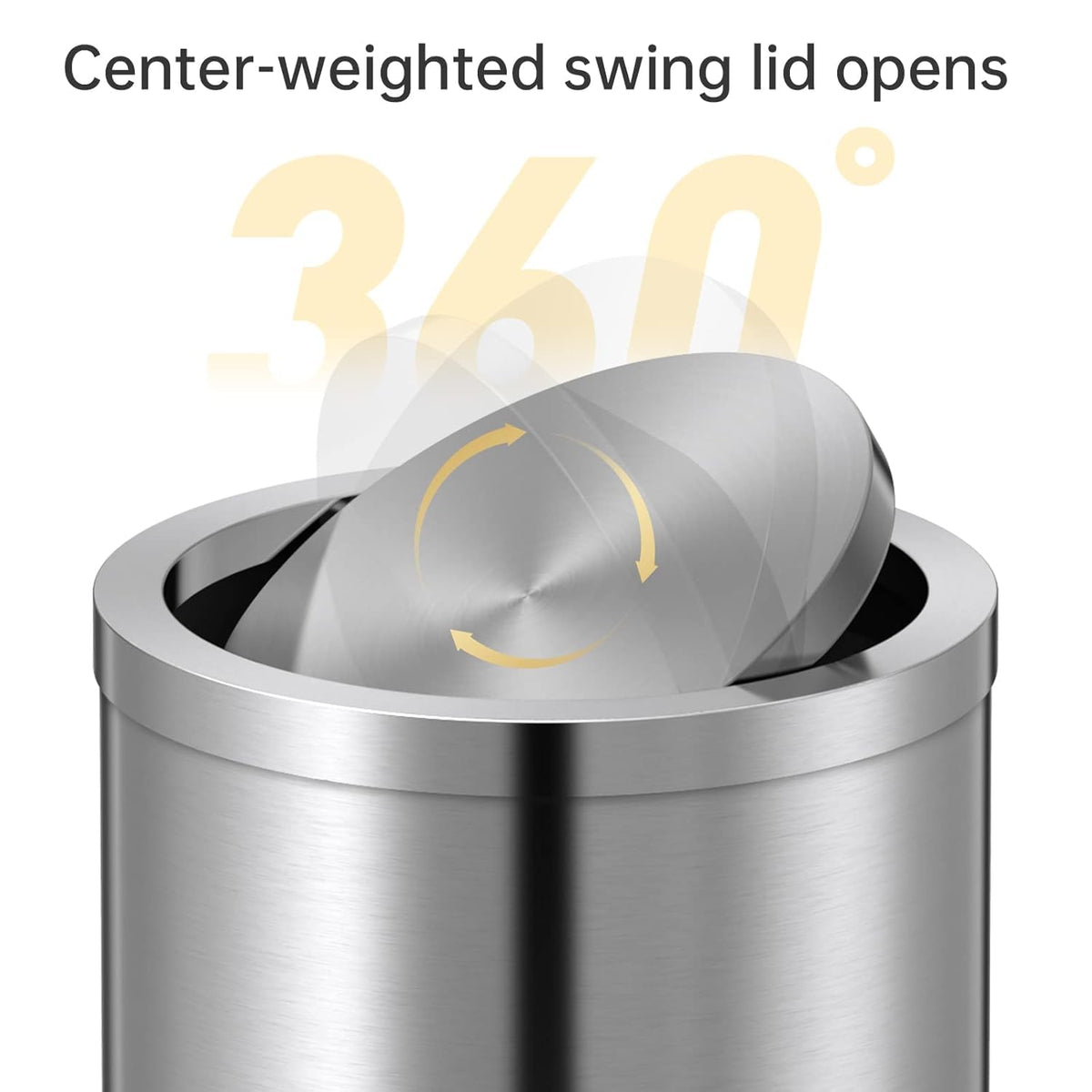 4 Gallons Brushed Silver Swing Lid Stainless Steel Trash Can